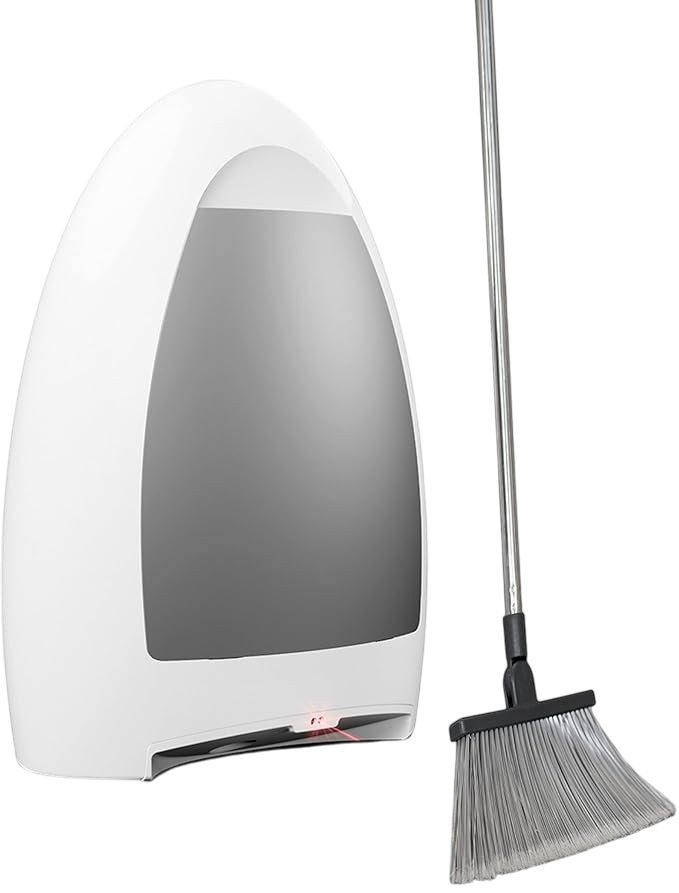 EyeVac Home touchless vacuum automatic dustpan 1000 watt pet hair kitchen floor cleaner white